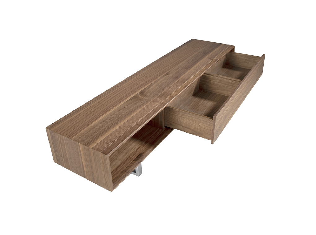 Mueble TV de madera Nogal y acero cromado