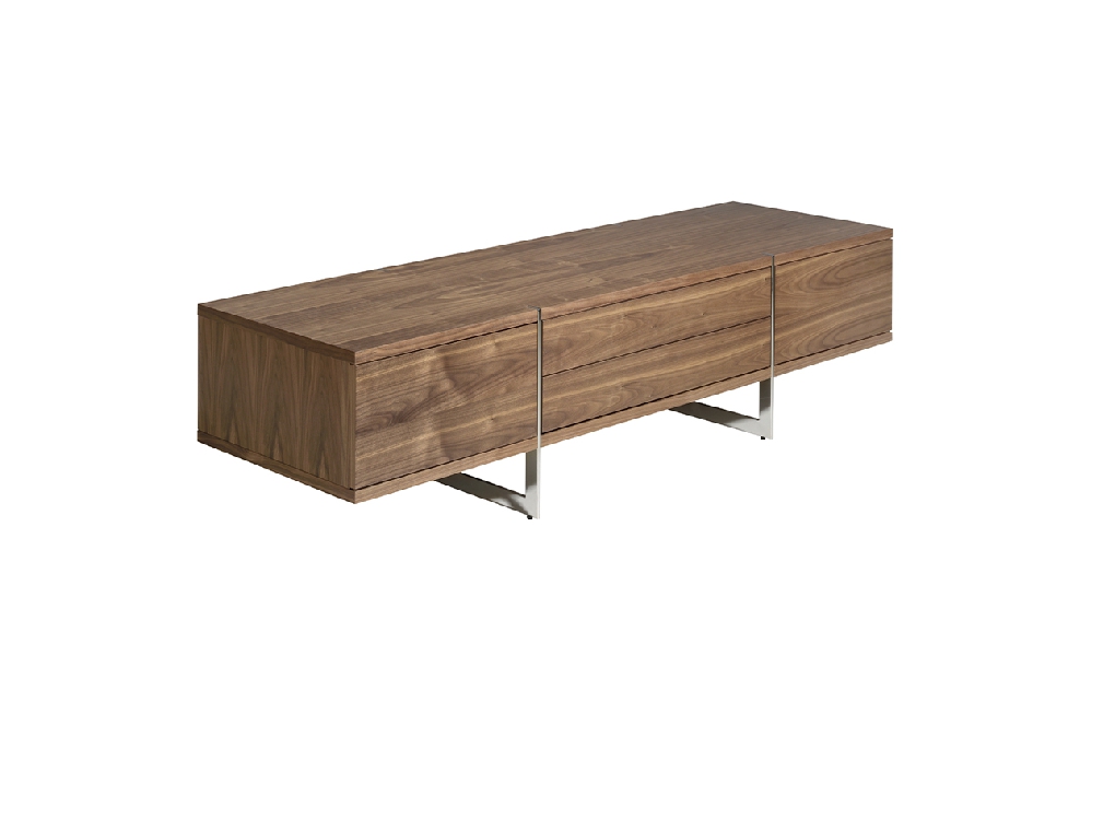 Mueble TV de madera Nogal y acero cromado