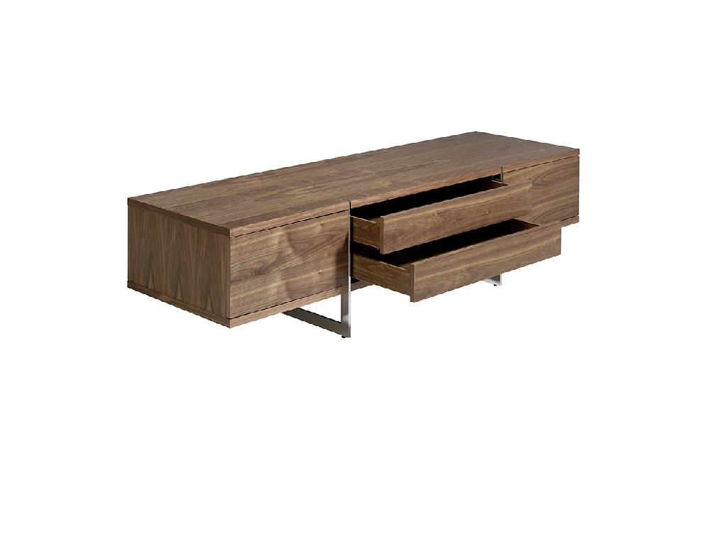 Mueble TV de madera Nogal y acero cromado