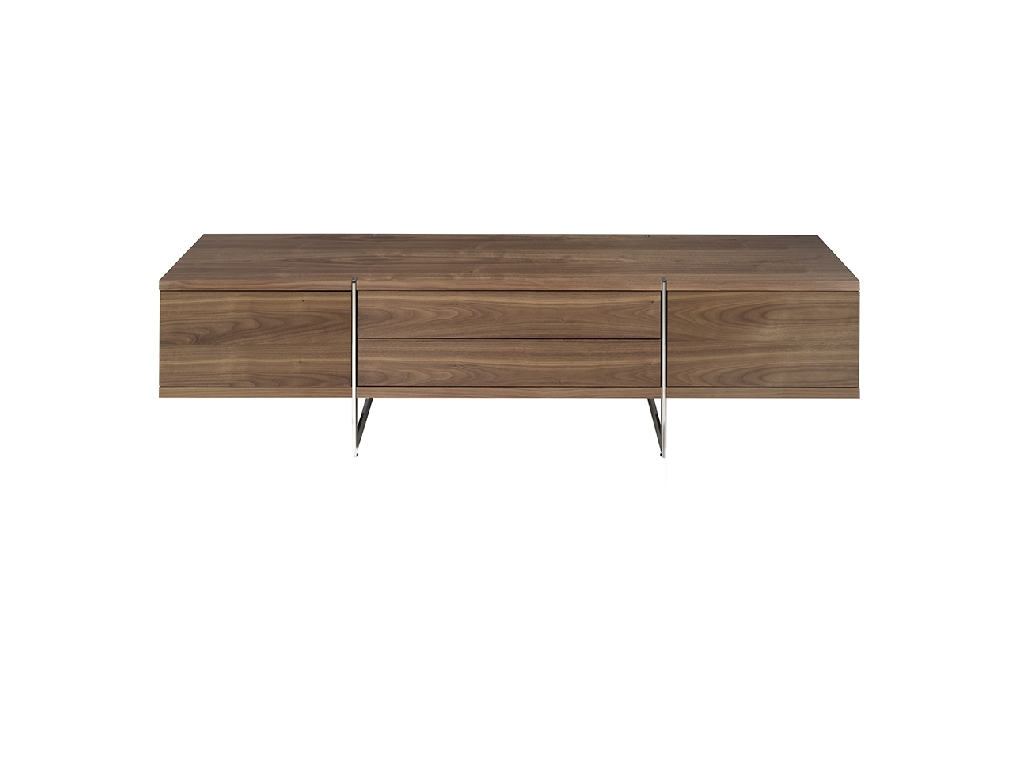 Mueble TV de madera Nogal y acero cromado