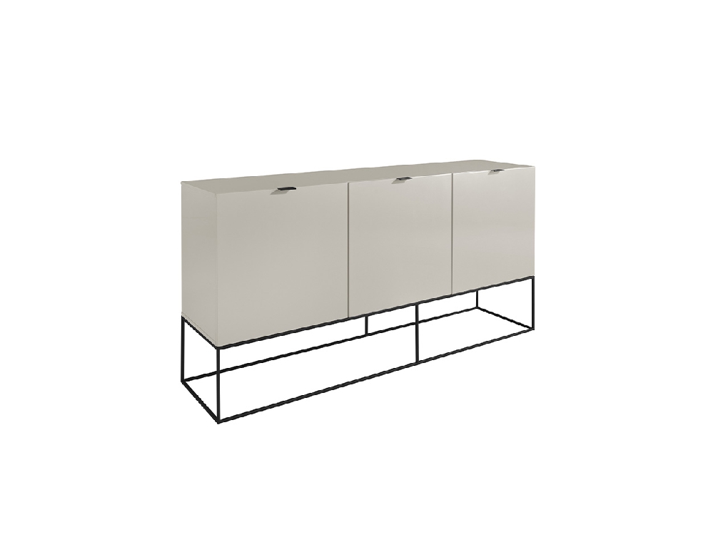 Pearl Gray wooden sideboard and black steel
