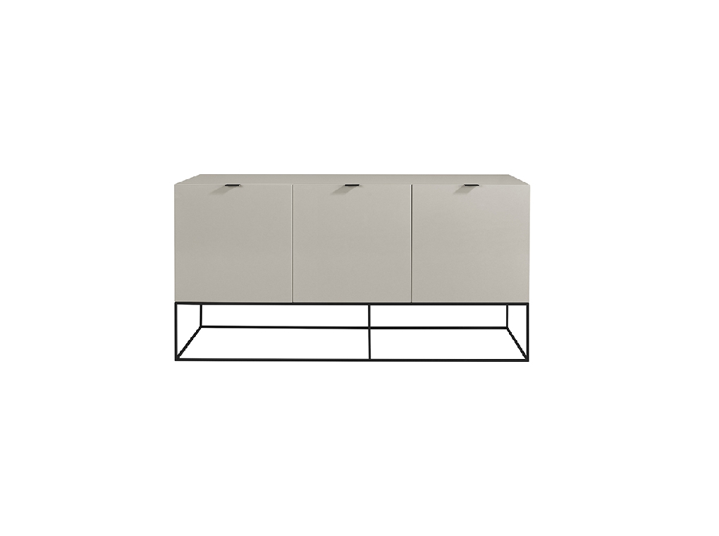 Pearl Gray wooden sideboard and black steel