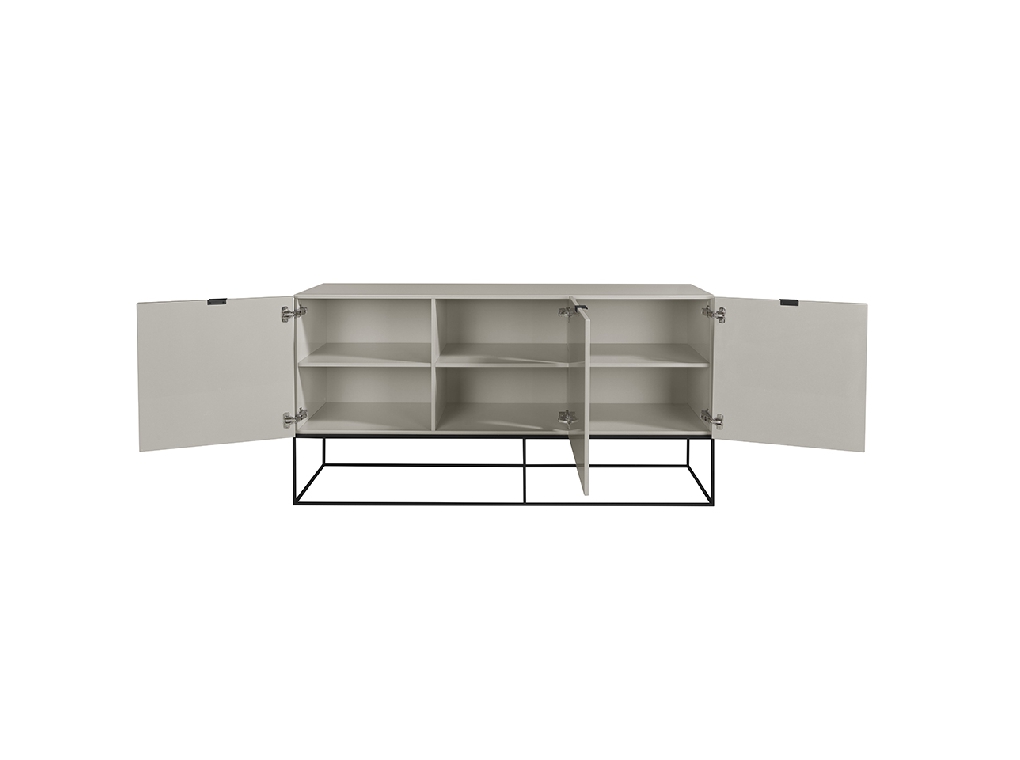 Pearl Gray wooden sideboard and black steel