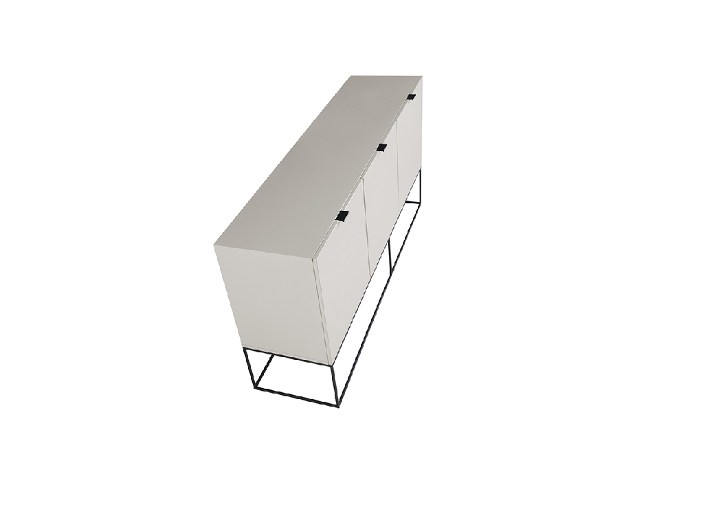 Pearl Gray wooden sideboard and black steel
