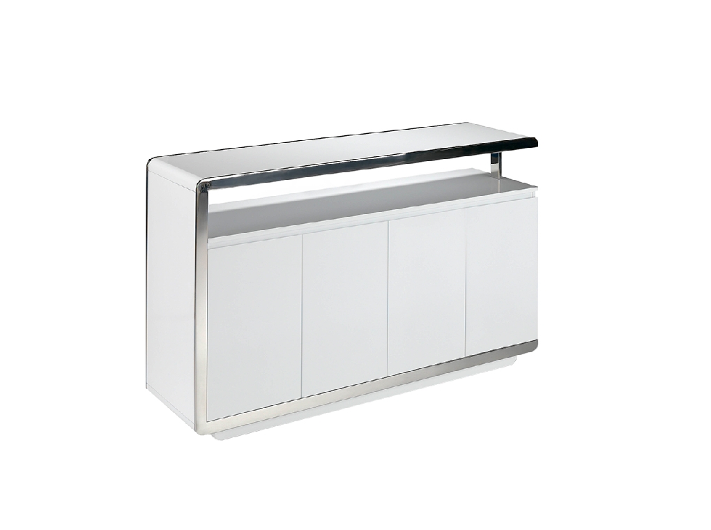 Credenza in legno bianco e acciaio inox