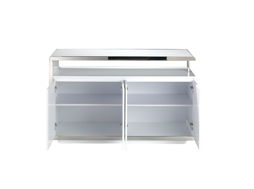 White wooden sideboard and stainless steel