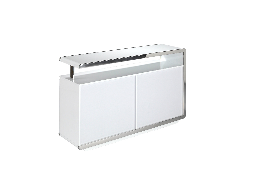 White wooden sideboard and stainless steel