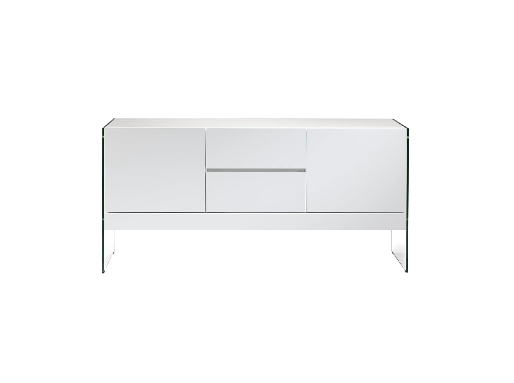 Sideboard aus Walnussholz und gehärtetes Glas