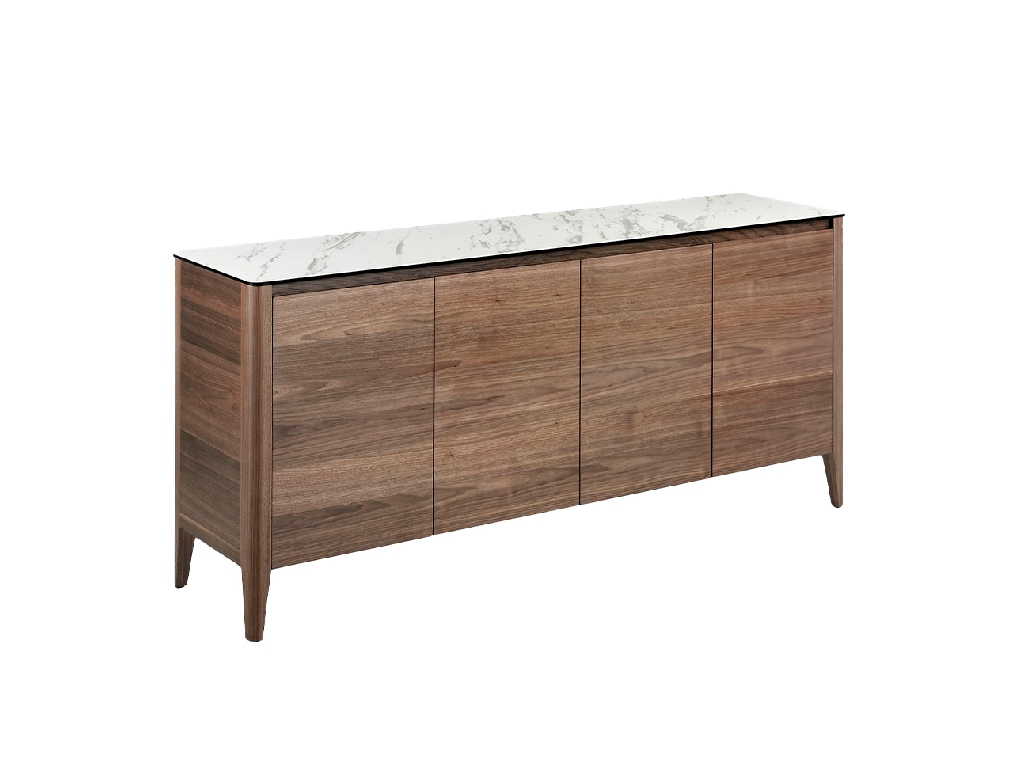 Walnut wood sideboard and porcelain top