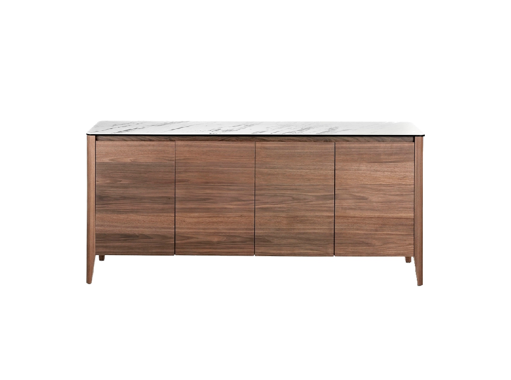 Sideboard aus Walnussholz und Porzellanplatte