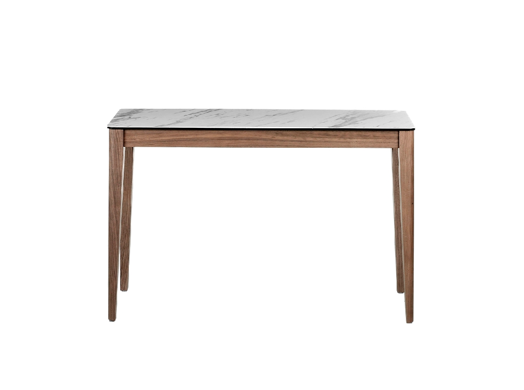 Walnut wood console and porcelain top