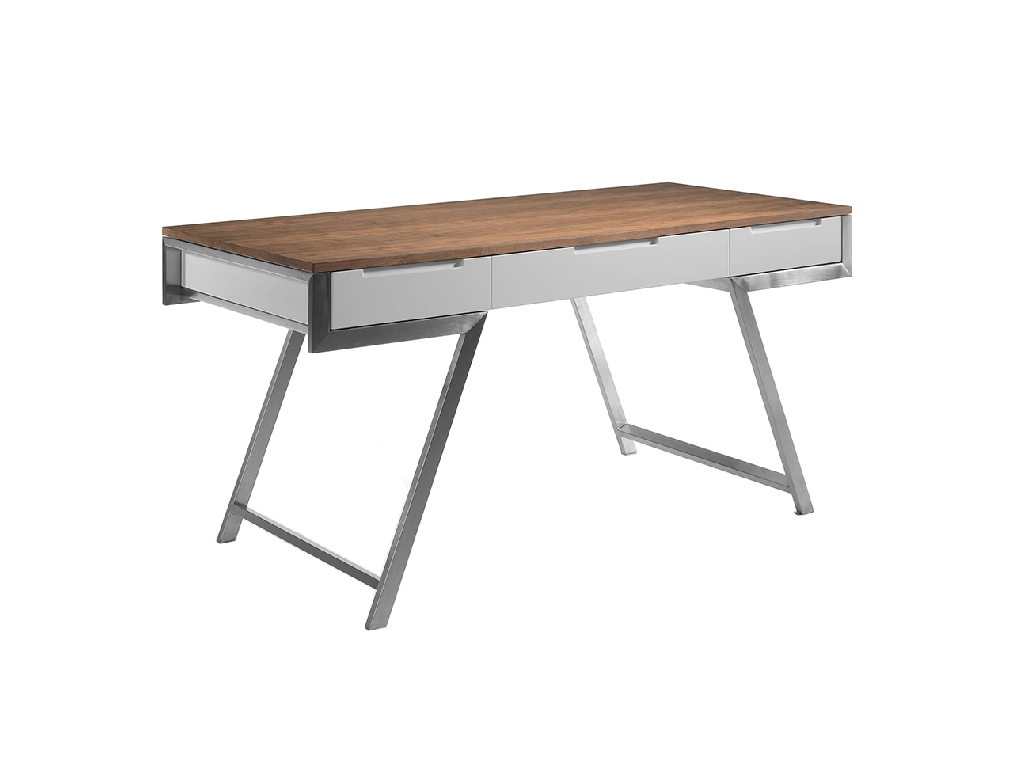 Walnut wood office desk and White fronts