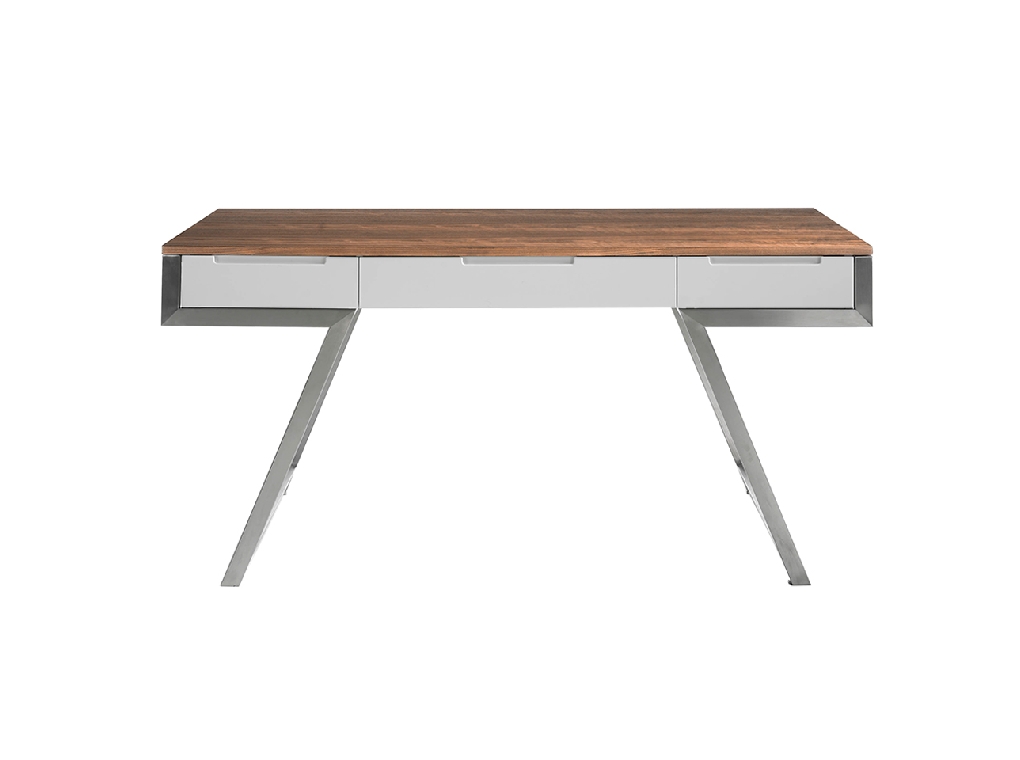 Walnut wood office desk and White fronts