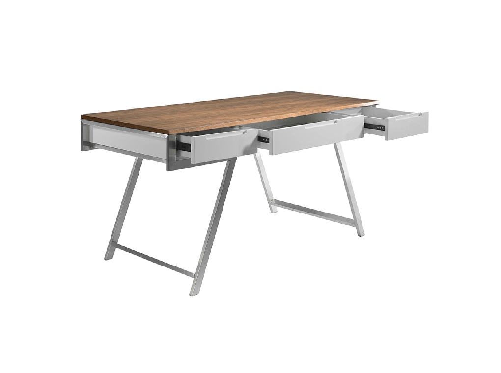 Walnut wood office desk and White fronts
