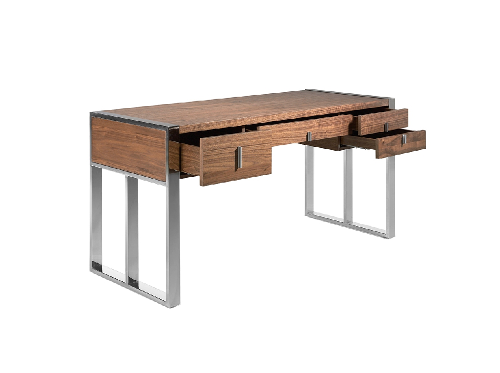 Walnut wood and chrome steel office desk Walnut wood and chrome steel office desk