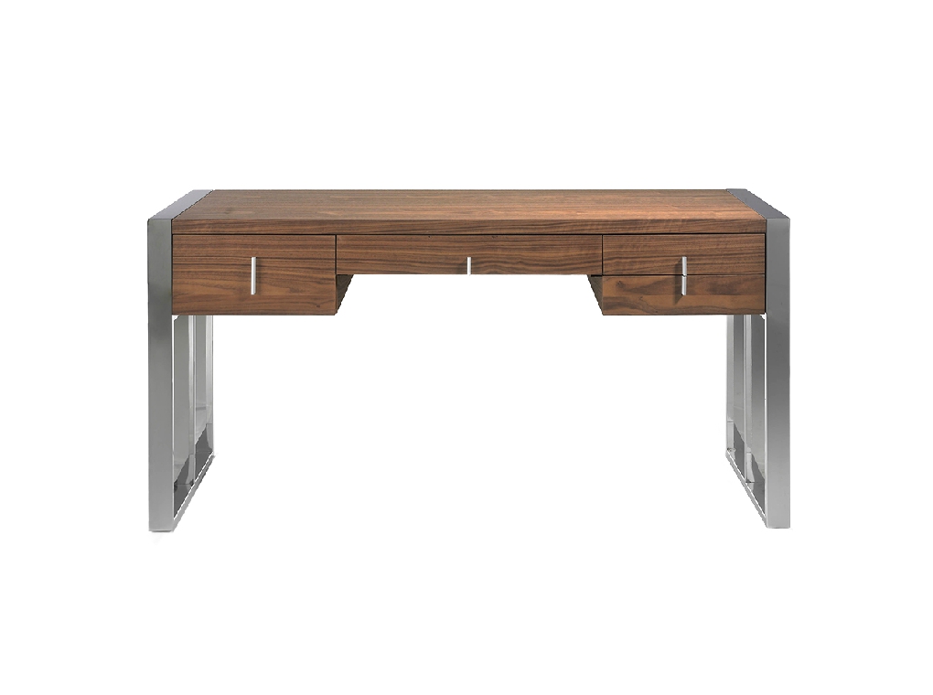 Walnut wood and chrome steel office desk Walnut wood and chrome steel office desk