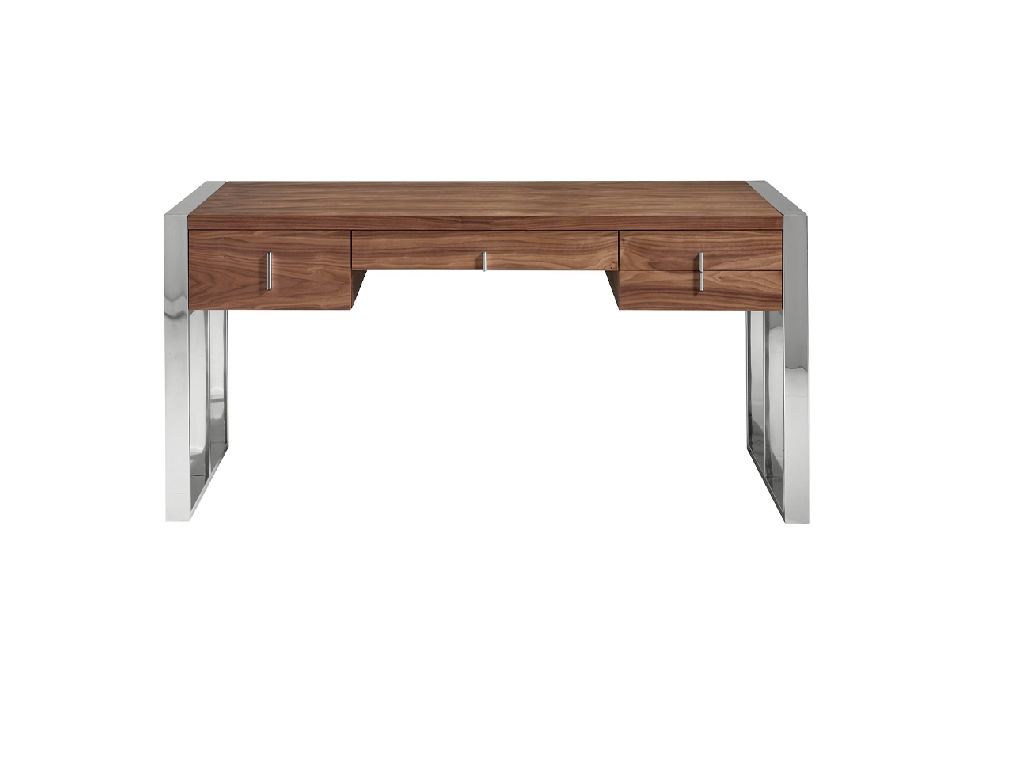 Walnut wood and chrome steel office desk