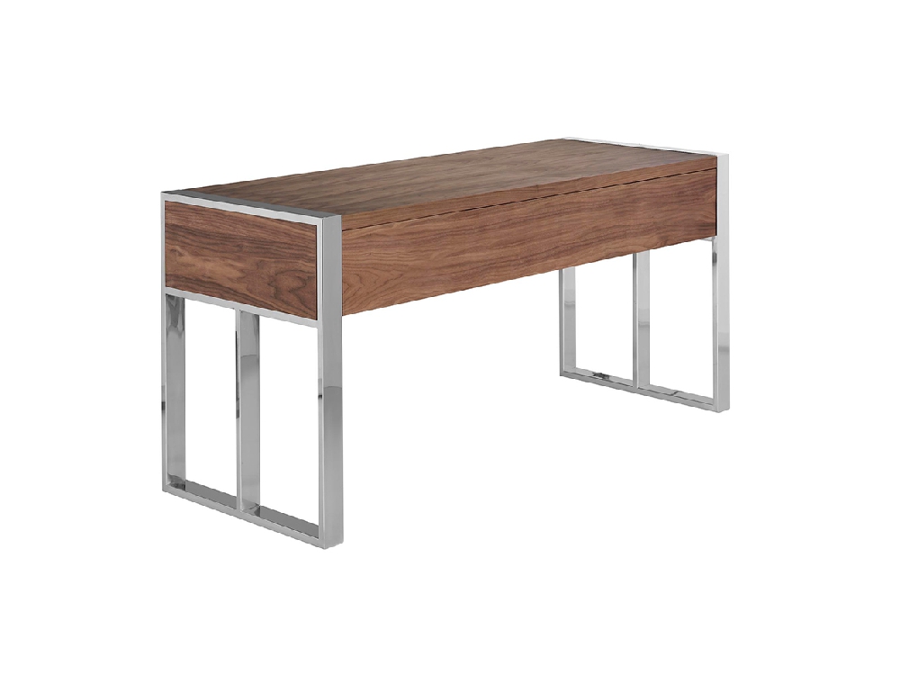 Walnut wood and chrome steel office desk