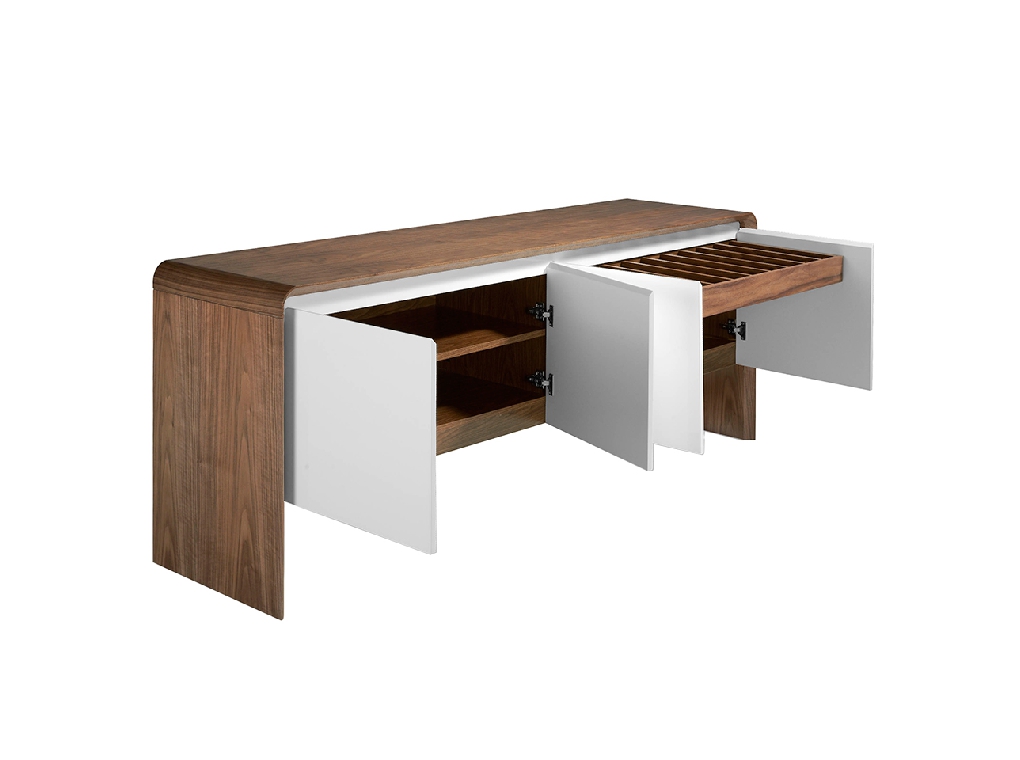 Walnut wood sideboard and White doors Walnut wood sideboard and White doors