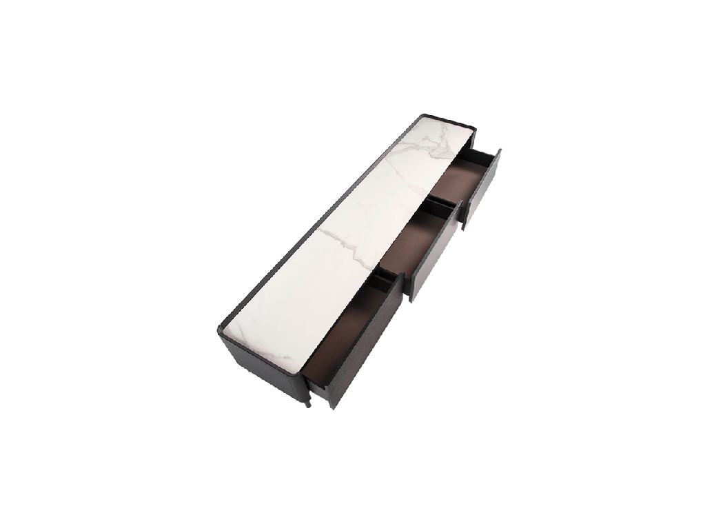 Wenge wood and porcelain marble TV cabinet Wenge wood and porcelain marble TV cabinet
