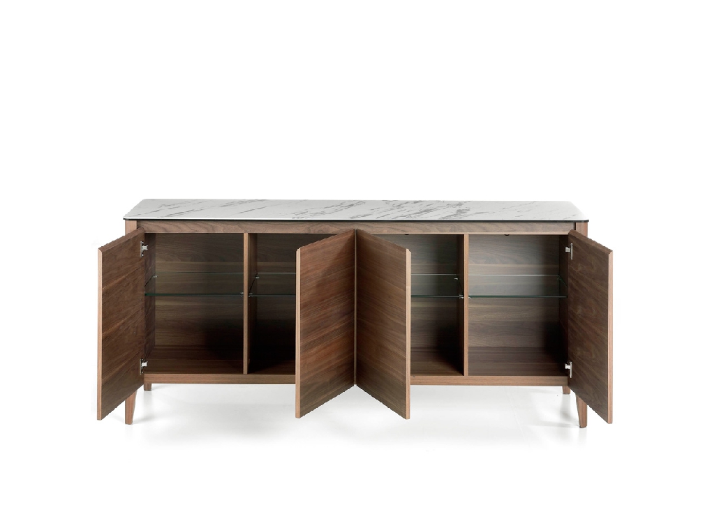 Walnut wood sideboard and porcelain top Walnut wood sideboard and porcelain top