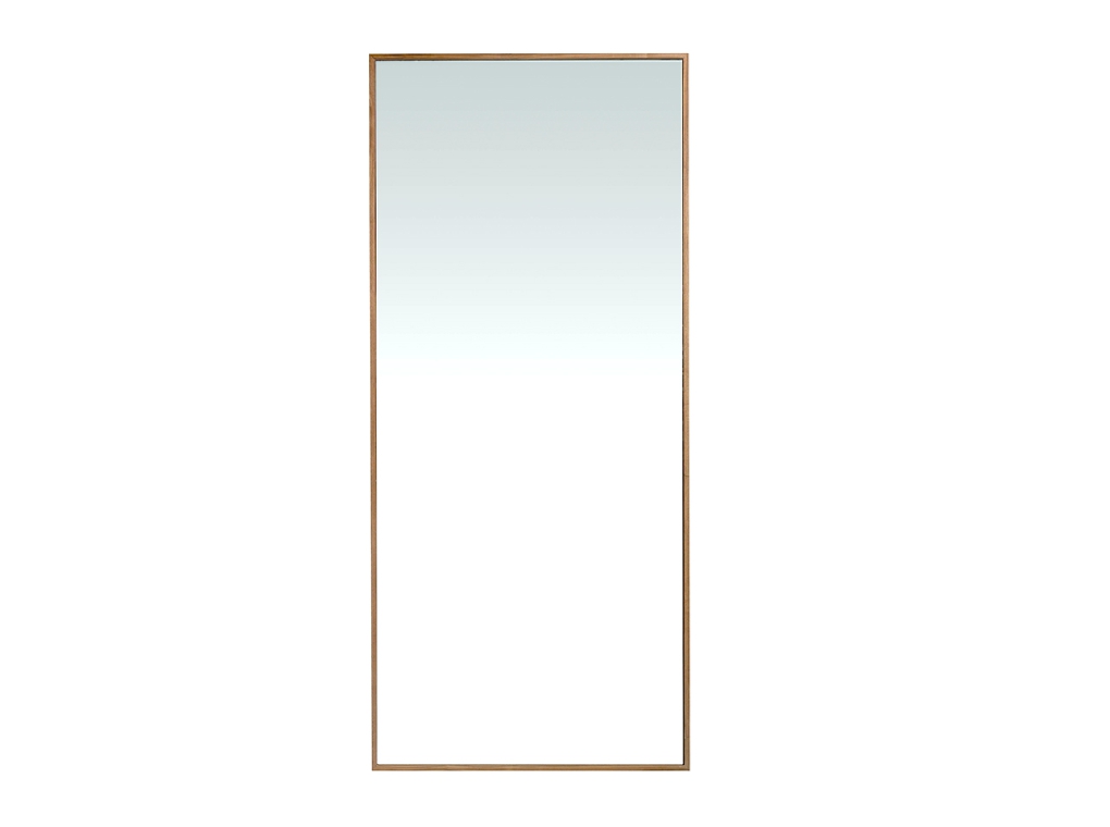 Wooden standing mirror with natural walnut finish