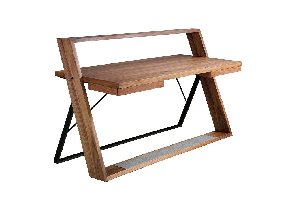 Bureau en bois de noyer et acier noir