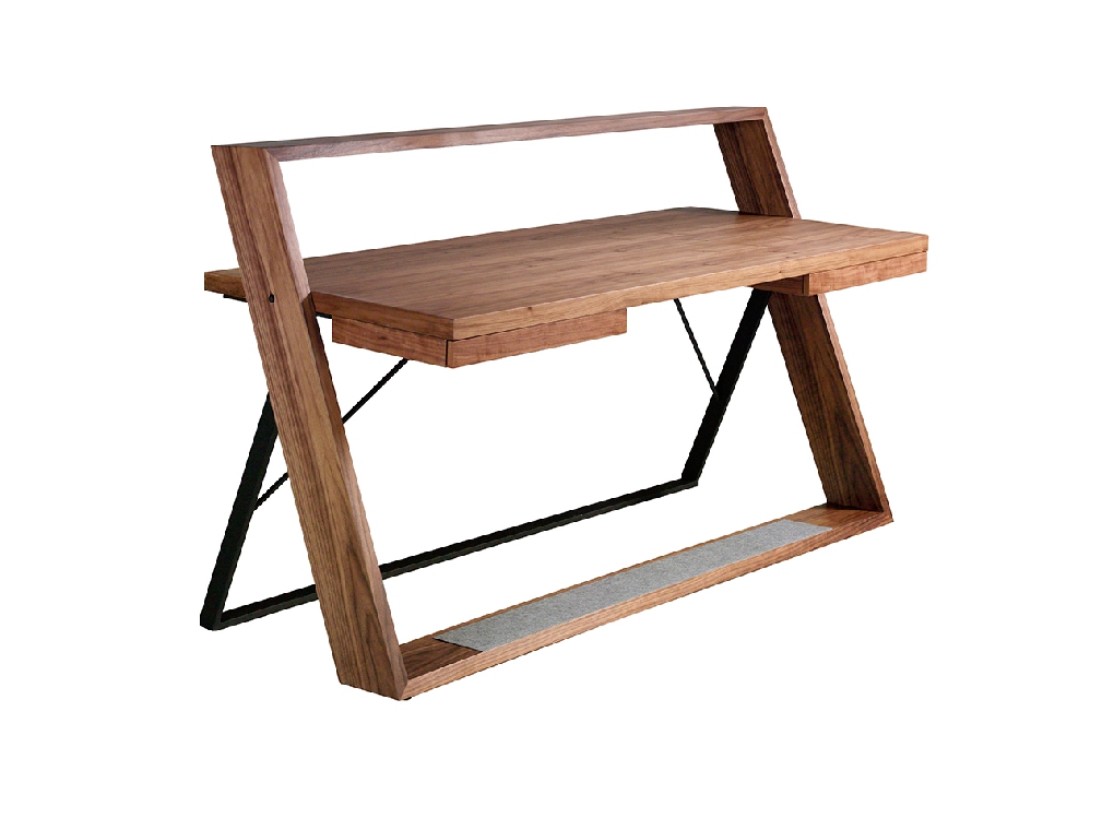 Office desk in walnut wood and black steel Office desk in walnut wood and black steel