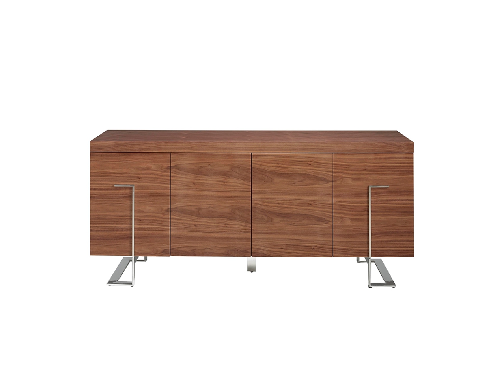 Sideboard aus Walnussholz und verchromtem Stahl