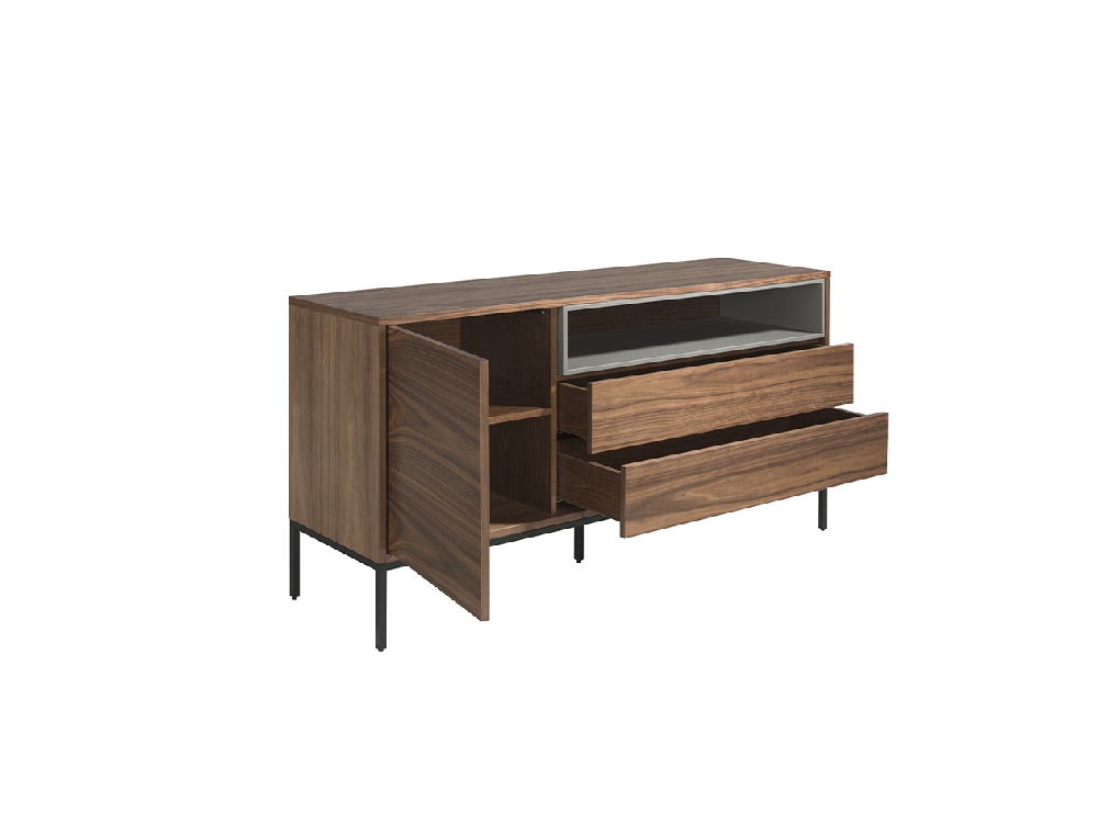 Sideboard aus Holz in Grau und Nussbaum