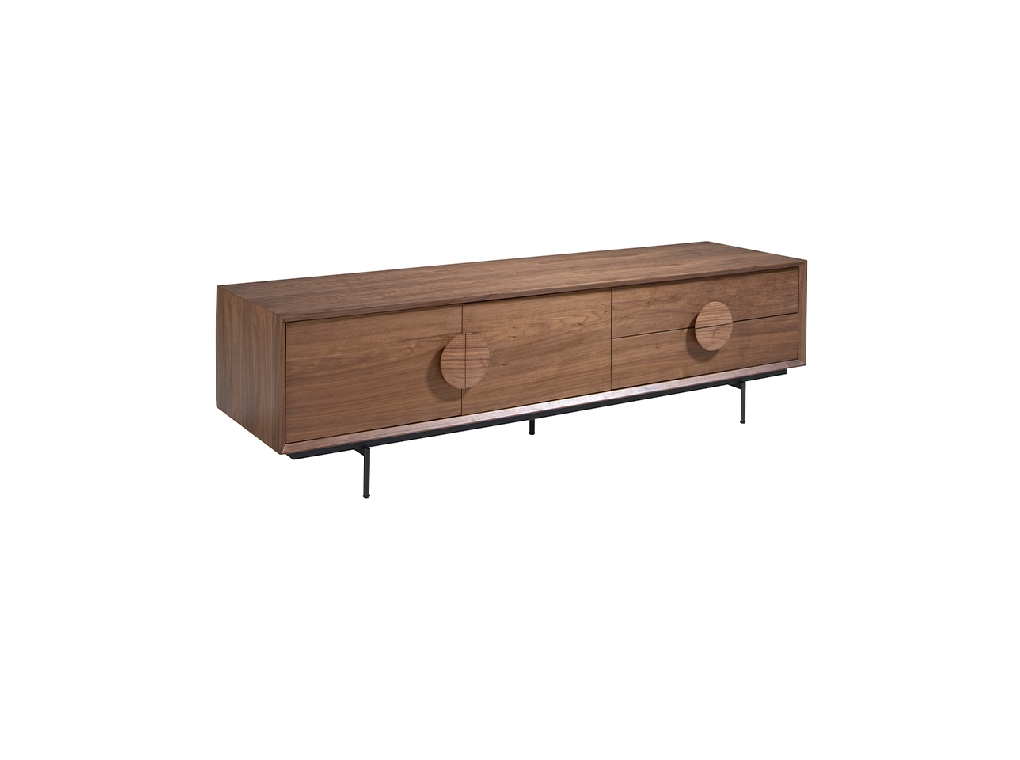 Mueble TV madera nogal y acero negro