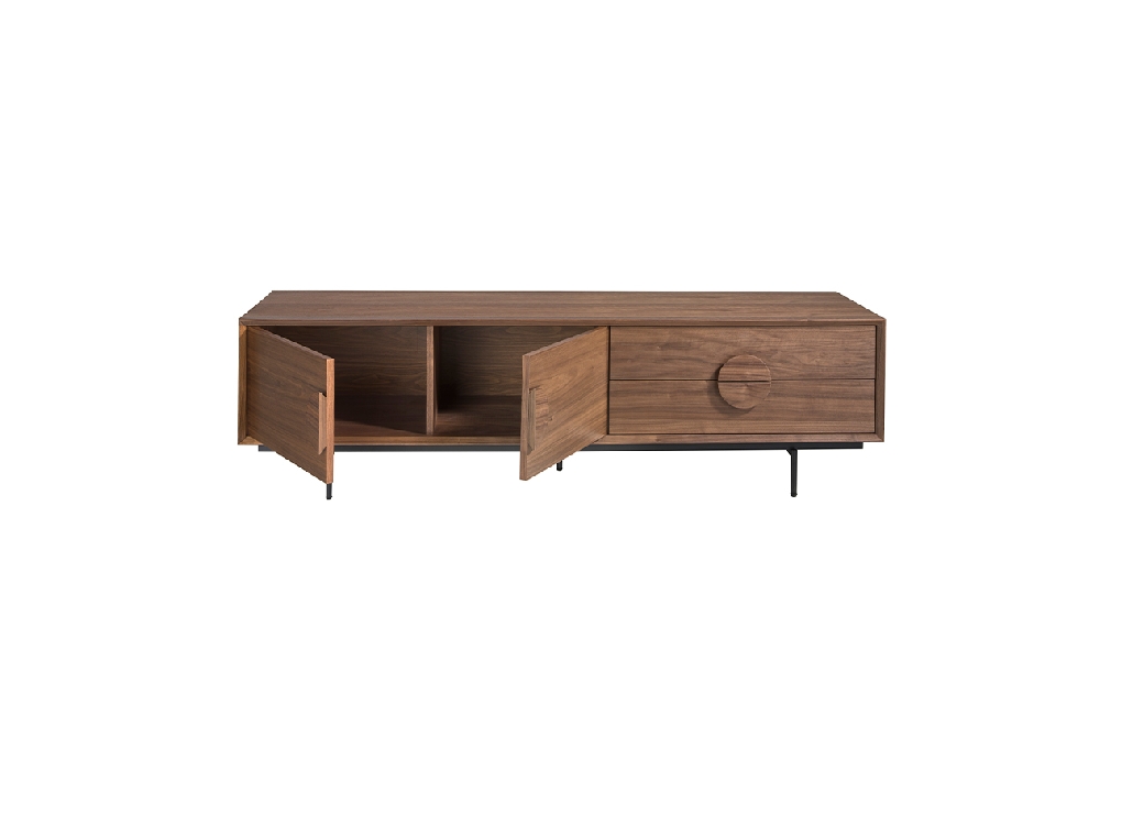 Mueble TV madera nogal y acero negro