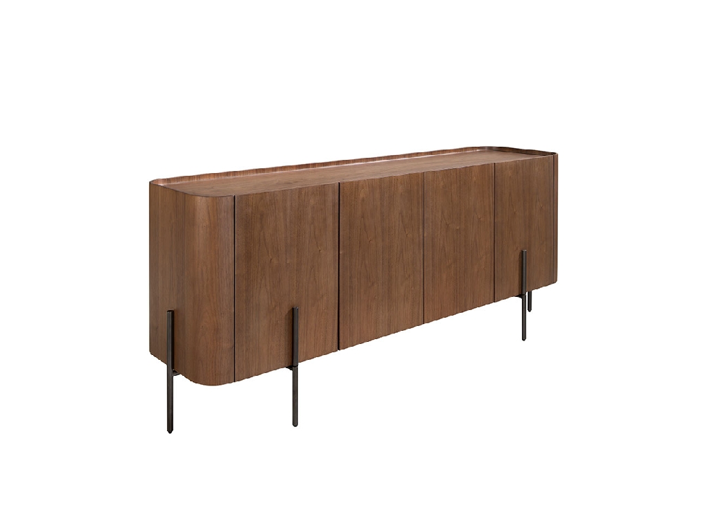 Walnut wood and black steel sideboard