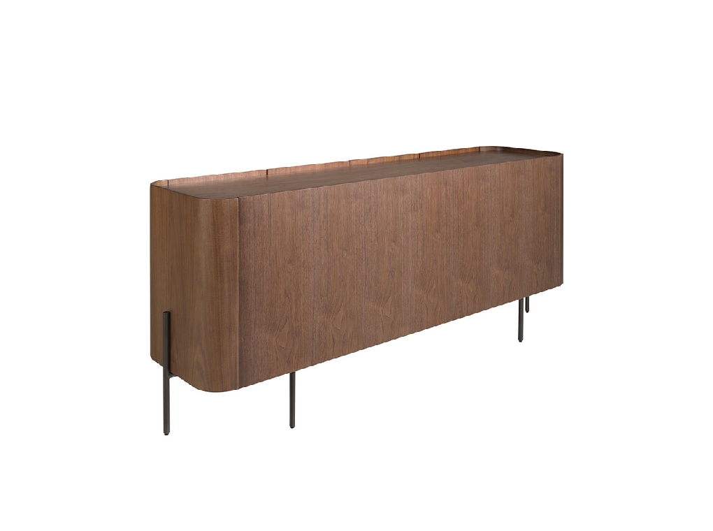Walnut wood and black steel sideboard