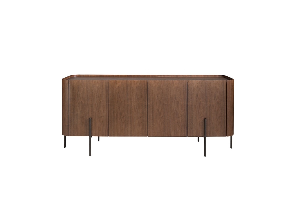 Walnut wood and black steel sideboard