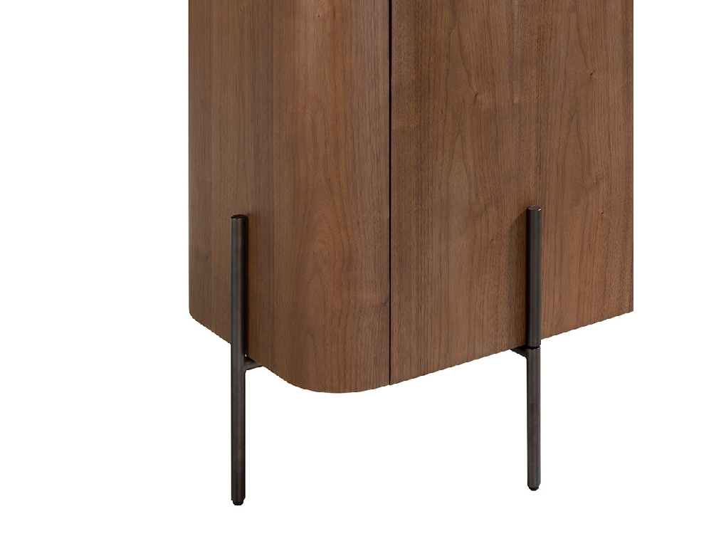 Walnut wood and black steel sideboard
