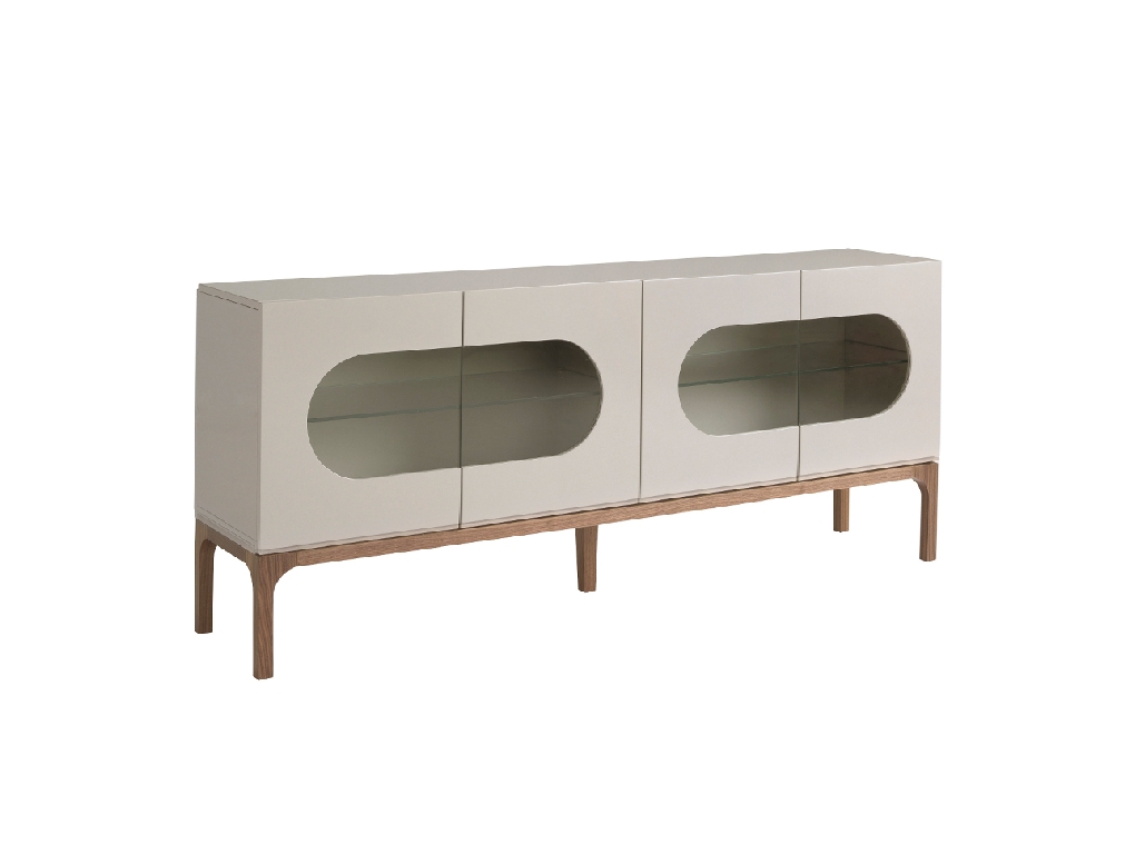 Sideboard aus Grau- und Walnussholz mit Innenbeleuchtung