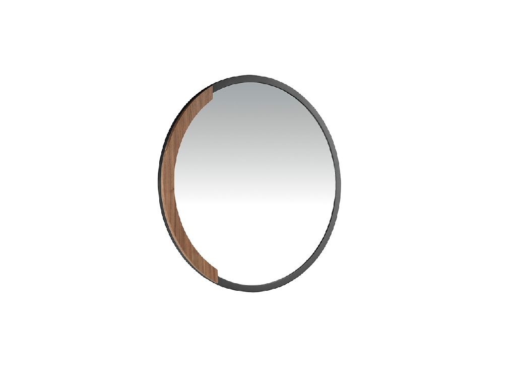 Round black steel wall mirror