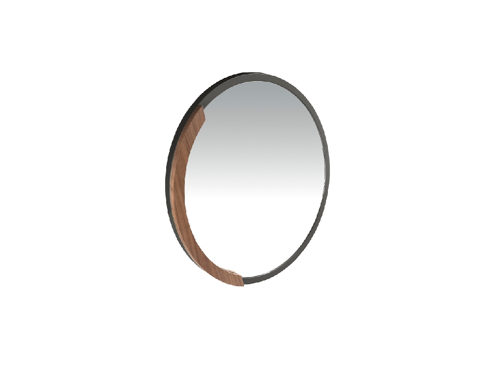 Round black steel wall mirror