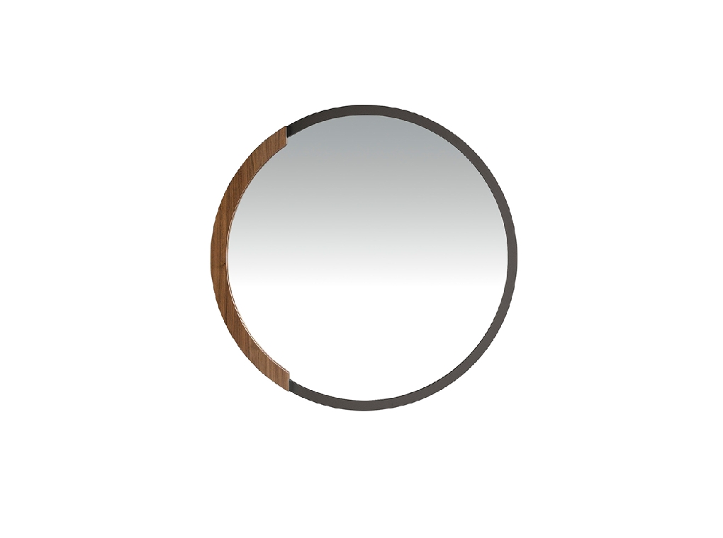 Round black steel wall mirror
