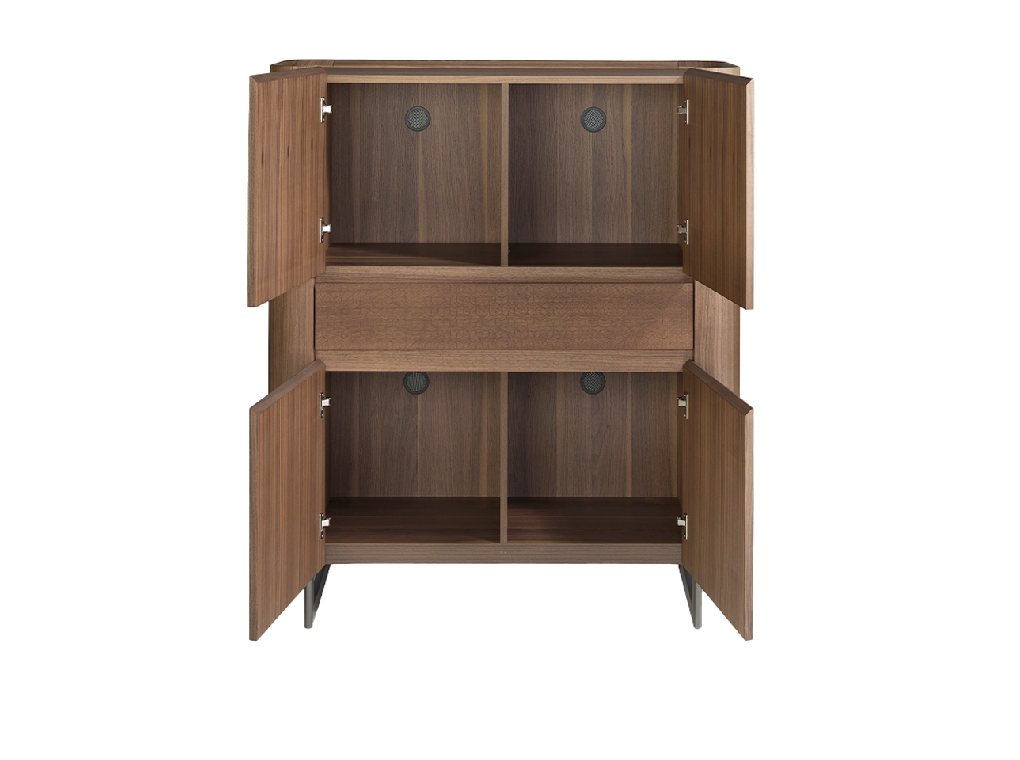 Tall sideboard walnut and dark metallised steel