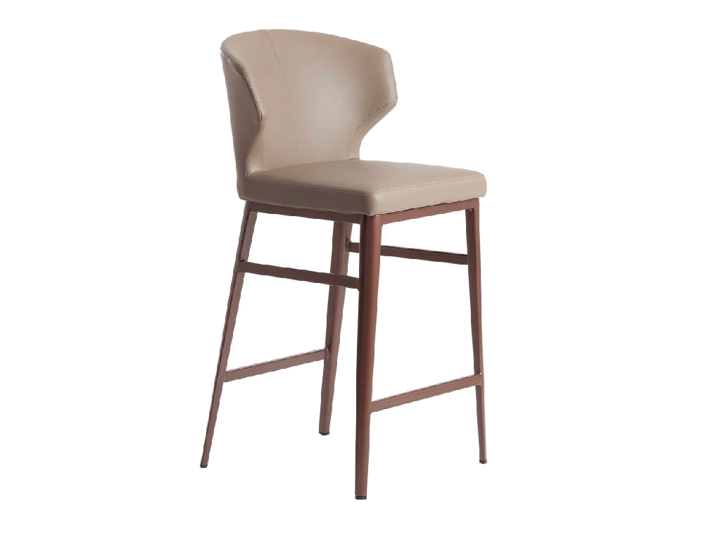 Leatherette upholstered stool with bronze steel frame