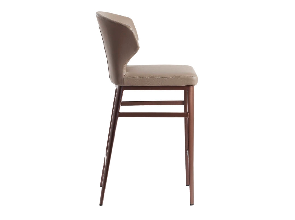 Leatherette upholstered stool with bronze steel frame