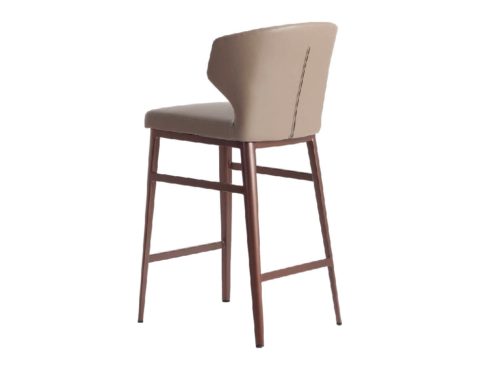 Leatherette upholstered stool with bronze steel frame