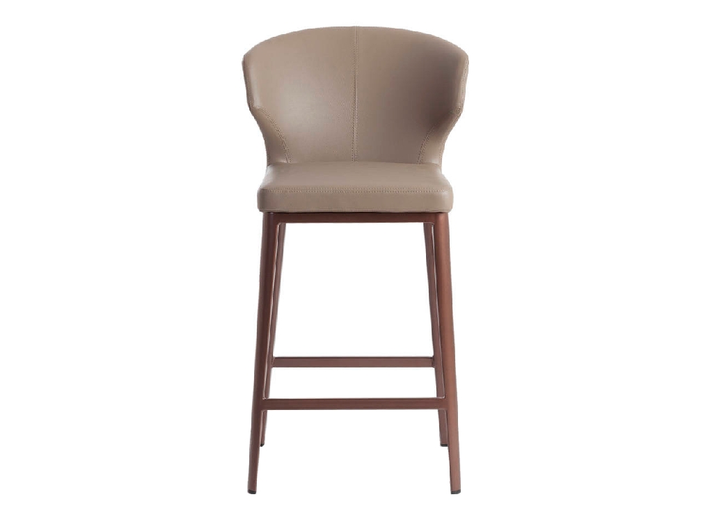 Leatherette upholstered stool with bronze steel frame