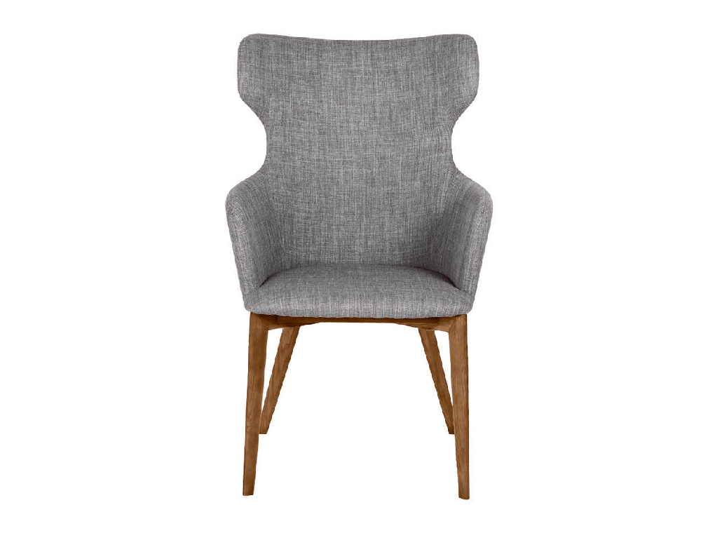 Armchair upholstered in fabric with Walnut-colored wooden structure