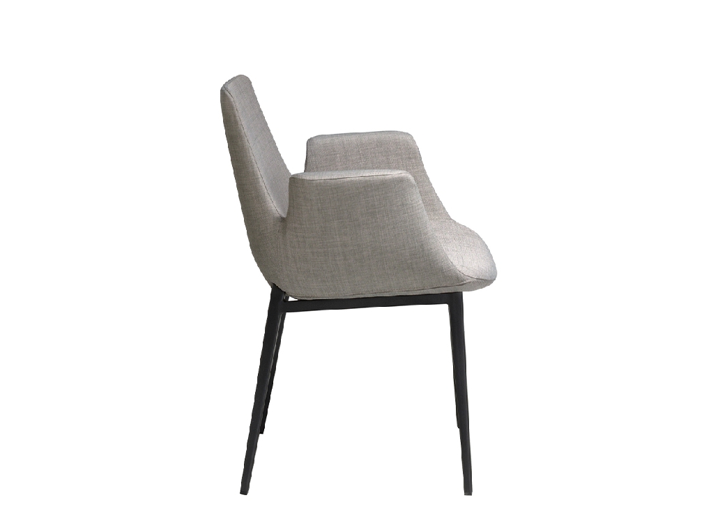 Chair upholstered in fabric with black steel frame