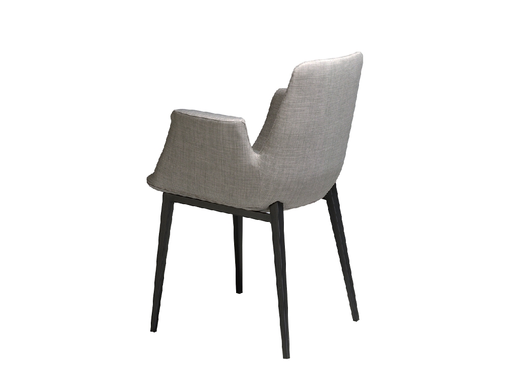 Chair upholstered in fabric with black steel frame