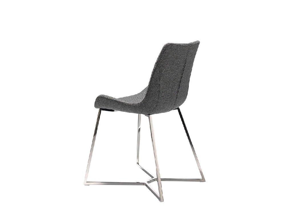Stuhl mit Stoffbezug und Beinen aus Chromstahl