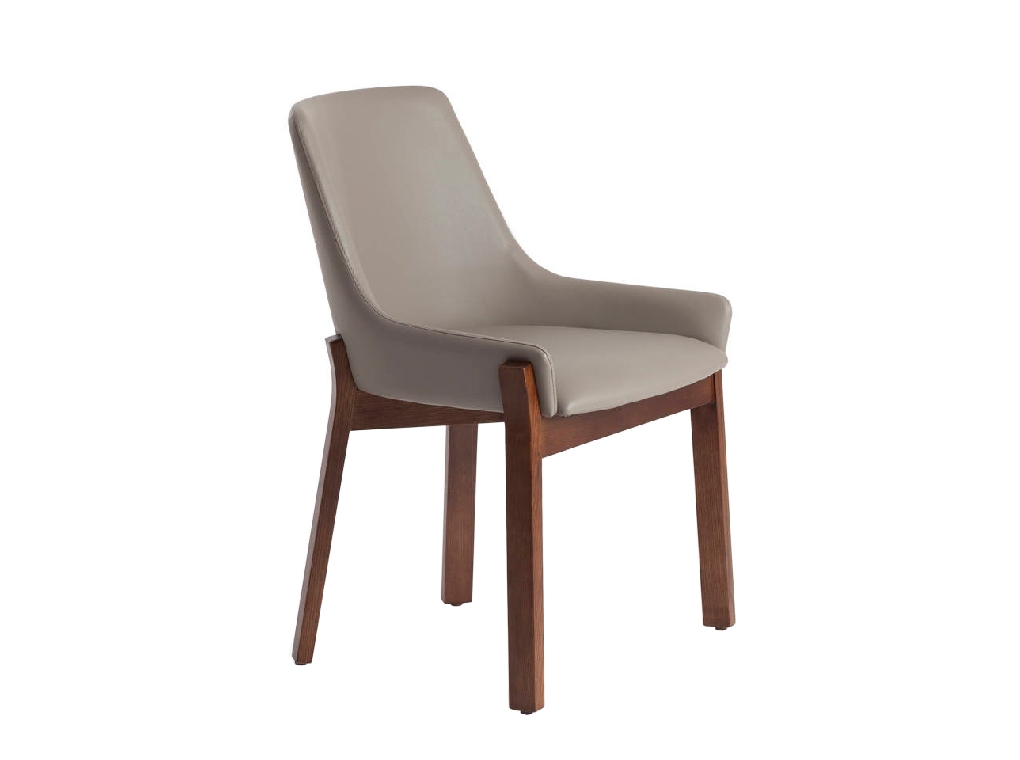 Chair upholstered in leatherette and Walnut colored wooden structure
